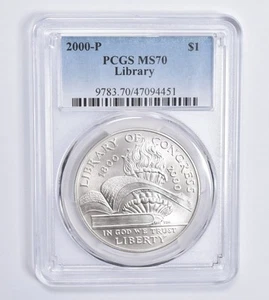 MS70 2000-P Library of Congress Commemorative Dollar PCGS Blue Lbl *7266 - Picture 1 of 5