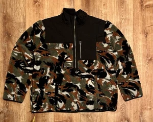 Mens LL Bean Signature High Pile Pullover Fleece Jacket 1/2 Zip Sweater Camo XXL - Picture 1 of 6