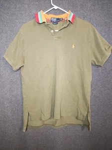 Polo Ralph Lauren Custom Fit Polo Shirt  Olive reen Multi Stripe Collar Men’s L - Picture 1 of 3