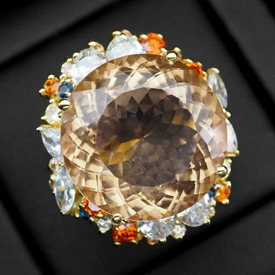 Fabulosos anillos de verano hechos a mano de plata de ley 925 de 20,25 quilates raros de morganita melocotón Foto 1 de 4