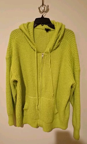 VETEMENTS Felpa donna con cappuccio e zip grossa Torrid 3 tasche verde lime