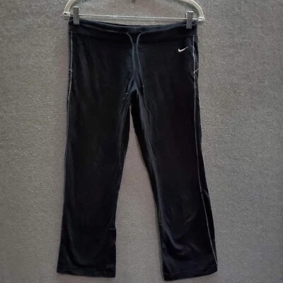 Nike Girls Activewear Pants Large Black Logo Swoosh Y2K Vintage Drawstring - Image 1 of 4