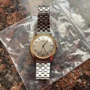 Herren Vintage Timex Marlin Uhr 35mm Gold Datum England Zifferblatt Handaufzug läuft - Bild 1 von 5