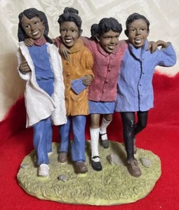 Vintage Hand Painted African American Figurine Group Of Girls Friends For Life - Picture 1 of 11