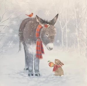 CHARITY CHRISTMAS CARD ~ CHRISTMAS TREAT ~ DONKEY ~ SINGLE CARD~SEE DESC #🐿 - Picture 1 of 3