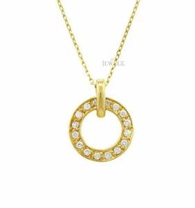14K Gold 0.15 CT VS/F-G Diamond Round Open Circle Pendant Necklace Fine Jew... - Picture 1 of 3