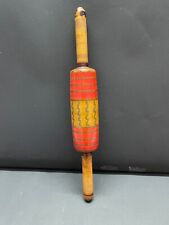 Old Vintage Rare Handmade Wooden Lacquer Colored Chapati Bread Rolling Pin Belan