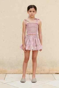 BEBE Organic NEW Alyce Blossom Check Skirt 12 Years 12Y Summer Cotton - Picture 1 of 2