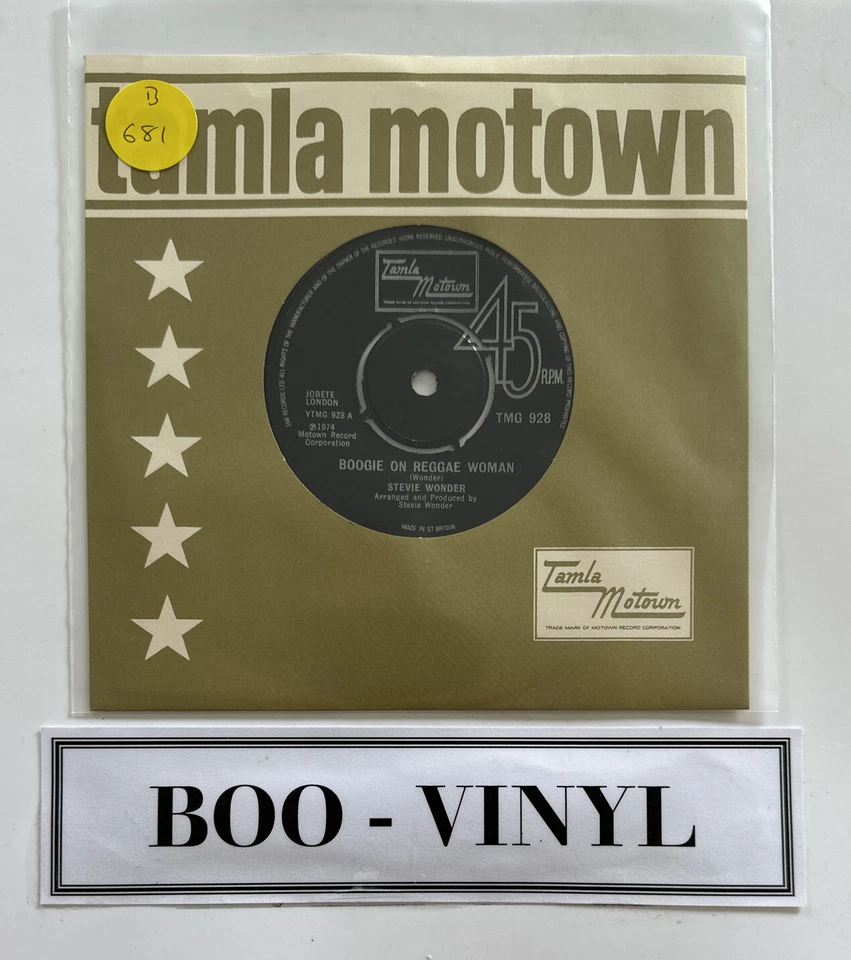Stevie Wonder - Boogie On Reggae Woman 7” TMG 928 VG+ Condition Foto 1 de 4