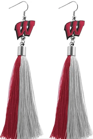 Littlearth NCAA womens NCAA Tassel Earrings Wisconsin Badgers Cover