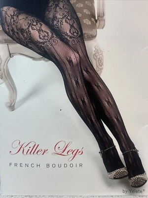 Medias pantimedias Yelete Killer Legs French Boudoir Fishnet talla única 100-175 lb Foto 1 de 4