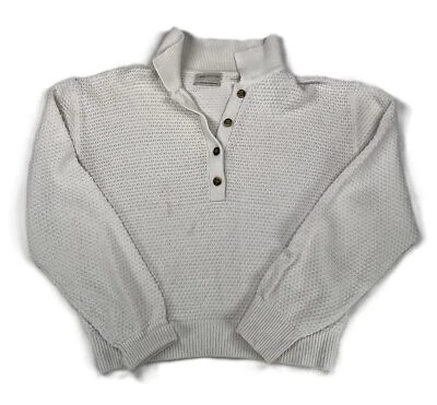 Urban Outfitters Women's 1/4 Button Knitted Jumper Sweater White Cream Size L - Image 1 of 4