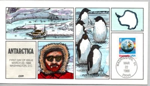 #2282 E RATE EARTH STAMP FIRST DAY OF ISSUE PENGUINS COLLINS HAND COLORED FDC - Picture 1 of 1
