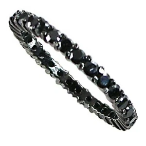KRAPPEN-SET_SCHMAL_SCHWARZ CZ ETERNITY BANDRING_GR-9__925 STERLINGSILBER-NF - Bild 1 von 13