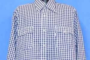 CAMISA LEVIS VINTAGE AÑOS 80 AZUL MARINO GINGHAM VIEIRA SOLAPA BOLSILLO ABOTONADA XL - Imagen 1 de 5