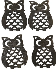 Set of 4 Metal Owl Coasters - Picture 1 of 4