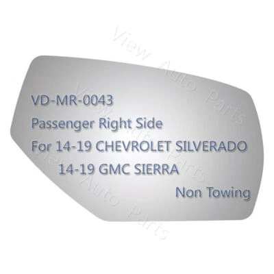 Espejo de vidrio para GMC Sierra 1500 2500 2015-2018 pasajero lado derecho derecho derecho Foto 1 de 4
