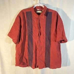 HAVANERA Camisa Roja Azul Rayas Anchas Manga Corta Abotonada XXL - Imagen 1 de 6