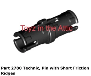 Lego 10x 2780 Black Technic, Pin with Short Friction Ridges 10497 - Picture 1 of 1