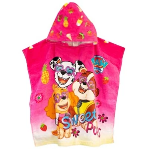 Girls PAW Patrol Towel Poncho Kids Swim Beach Wear Hooded Pink Fruit Dog - Picture 1 of 5