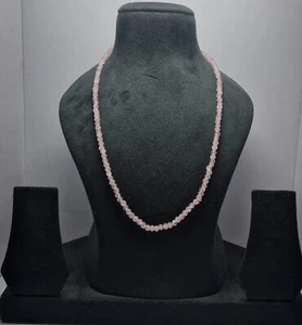 Pink Rose Quartz 5mm Round Smooth Beads 925 Sterling Silver 12" String Necklaces - Picture 1 of 8