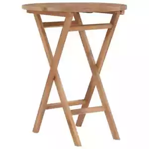 Outdoor Folding Table Garden Patio Dining Camping Bistro 60cm Solid Teak Wood - Picture 1 of 7