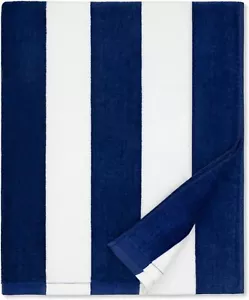 Oversized Extra Thick Beach Towel - 35x70 in -Pinstripes - Soft Cotton - Picture 1 of 8
