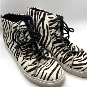 Sperry x Rebecca Mikoff Womens 10 Zebra Animal Print Calf Hair High Top Sneakers - Picture 1 of 6