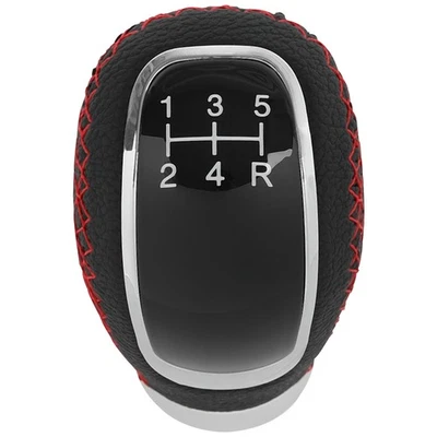 Car 5 Speed Manual Shift Knob Gear Stick Shifter Lever Black Leather Accessories - Image 1 of 4