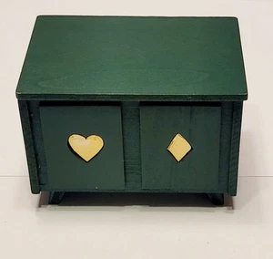 Mini armadio metà secolo vintage MCM legno due mazzi porta carte da gioco verde - Foto 1 di 9