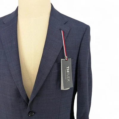 Tommy Hilfiger Hombre Ajuste Moderno Elástico Lana Cuadros Traje Chaqueta Blazer Azul 38 L Foto 1 de 4