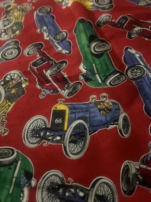 C.S. Shamash & Sons Novelty Antique Cars Collectors  Fabric 4 Yard NEW - Image 1 of 4