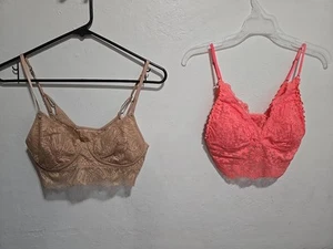 Bralette Spitze Aerie Real Good rosa schwarz Long Line Bralette Größe Small 2er Set - Bild 1 von 15