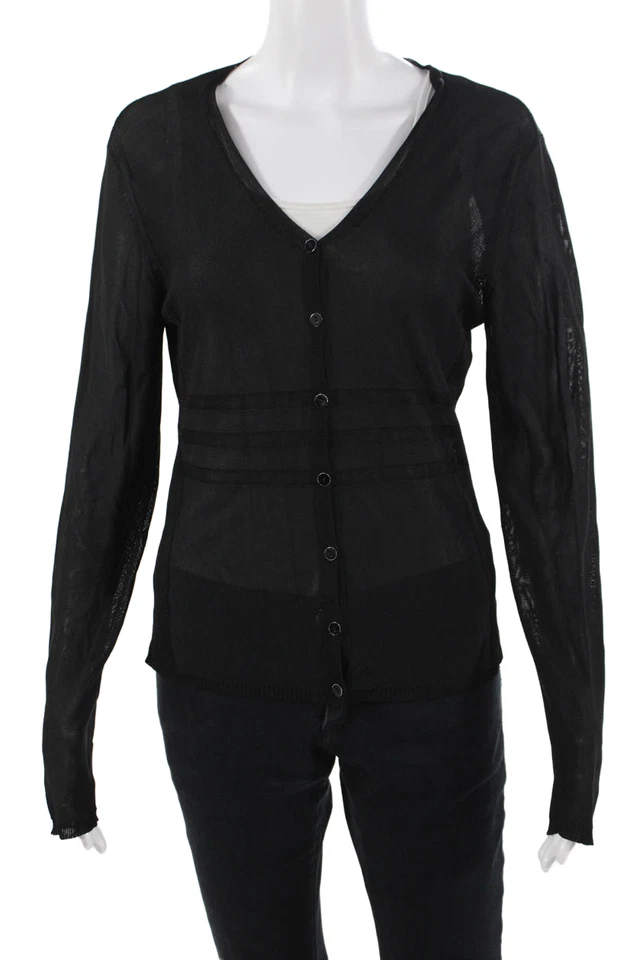 Cárdigan Etcetera Mujer Negro Cuello en V Botón Manga Larga Viscosa Talla L Foto 1 de 4