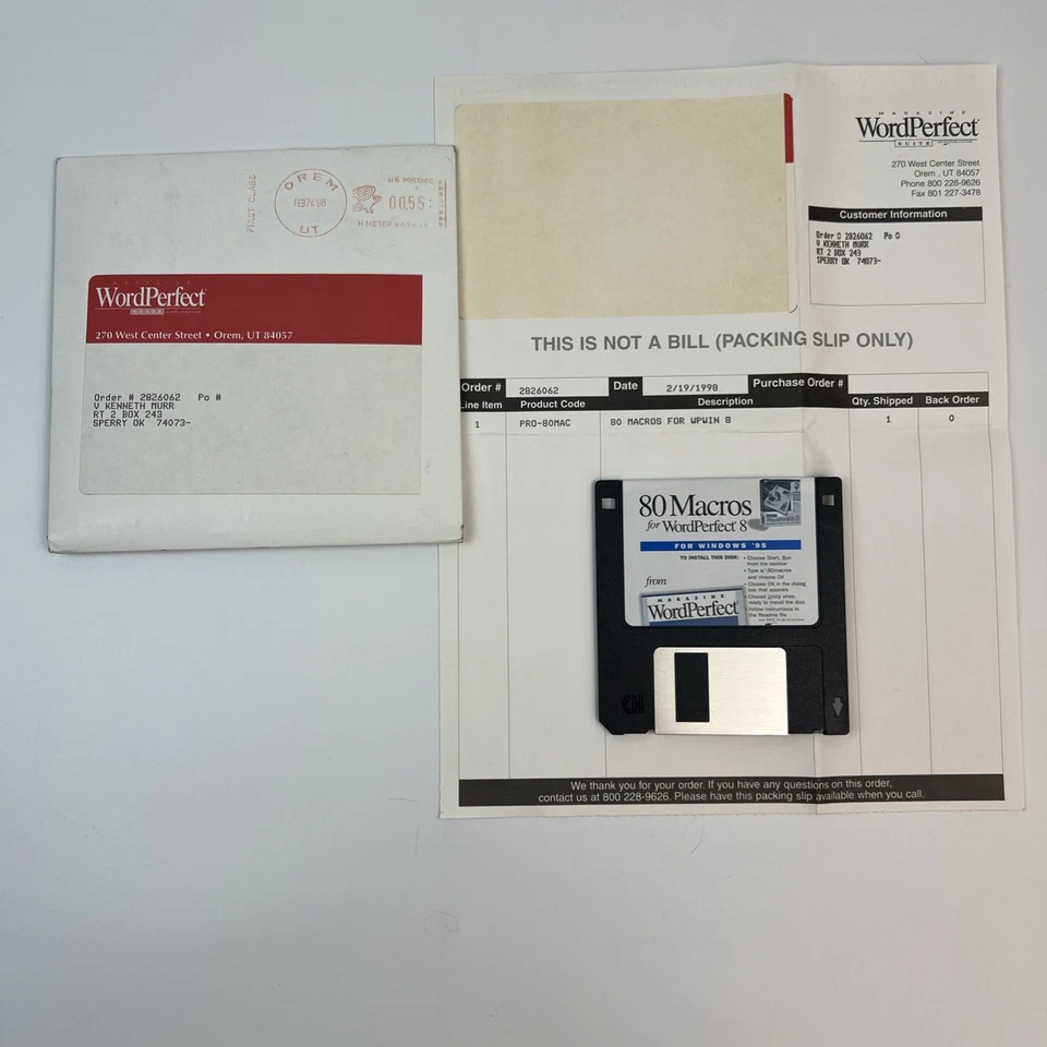 80 Macros for WordPerfect Word Perfect 8 for Microsoft Windows 95  3.5" Floppy - Image 1 of 4