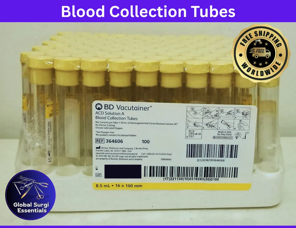 Tubos de ensayo ACD líquido plasma rico en plaquetas 8,5 ml - Paquete de 100 - Grado médico Foto 1 de 4