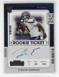 2021 CONTENDERS ROOKIE TICKET AUTO D'WAYNE ESKRIDGE #118 VAR MINT - Picture 1 of 2