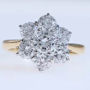 Stunning 3.35ct Diamond and 18ct Yellow Gold Cluster Engagement Ring - Picture 1 of 5