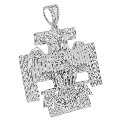 Diamante Genuino 32 Grados Rito Escocés Masónico Francmasón Colgante Dije 2.50"" Foto 1 de 3