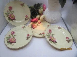 FOUR J & G MEAKIN PINK ROSES BISCUIT PLATES - Bild 1 von 13