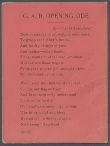 GAR ITEM, OPENING & CLOSING POEMS (TO BE SUNG OR RECITED) FOR USE AT REUNIONS - Picture 1 of 2