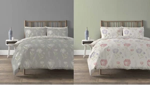 Meadow Duvet Cover Quilt Bed Cover & Pillowcase Natural Grey Floral Bedding Set - Picture 1 of 3