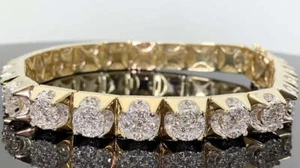 10K YELLOW WHITE GOLD 7.50 CARAT REAL DIAMOND 44.39 GRAMS 9 INCHES 10 MM BRACEL - Picture 1 of 1