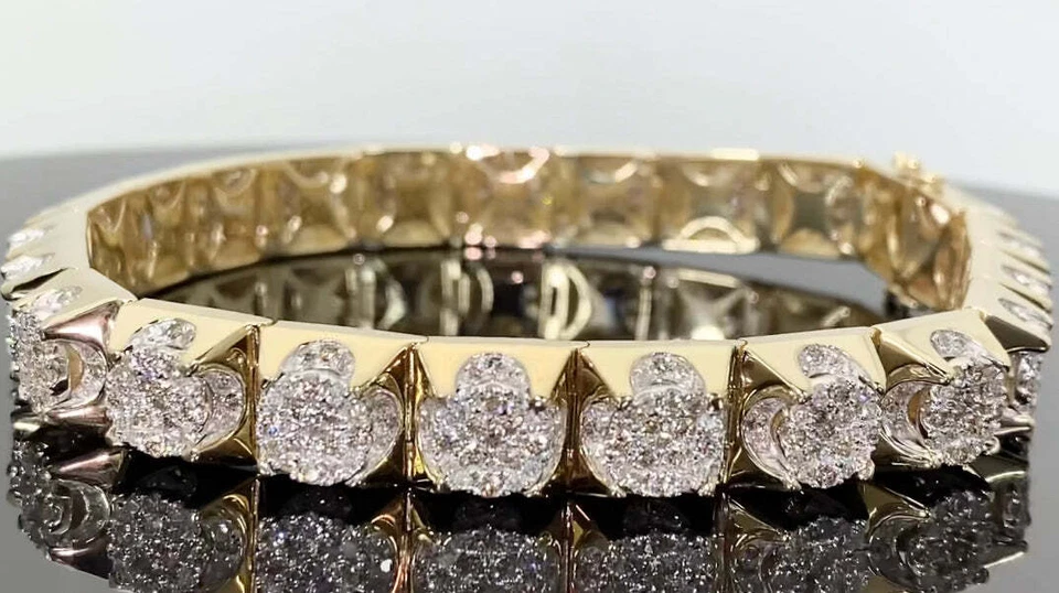 SOPORTE ORO BLANCO AMARILLO 10K 7,50 QUILATES DIAMANTE REAL 44,39 GRAMOS 9 PULGADAS 10 MM Foto 1 de 1