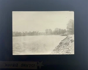 Antico piatto negativo in vetro 1900 isola Brook laguna diga serbatoio trumbull - Foto 1 di 1