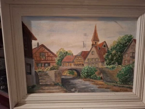 Bild Stadt handgemalt aus Holz - Bild 1 von 2