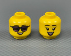 LEGO Minifigure Female Head Black Eyebrows Peach Lips Purple & Pink Sunglasses