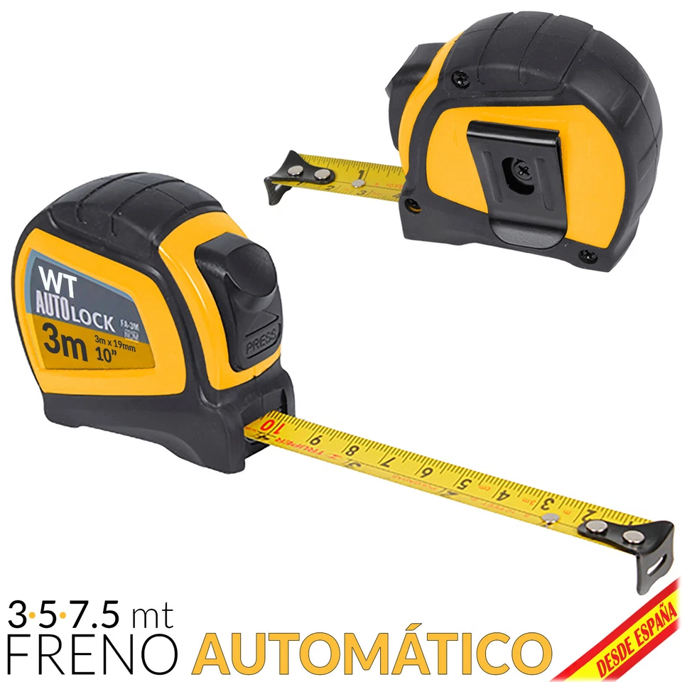 FLEXOMETRO CON FRENO AUTOMATICO CINTA METRICA METRO CM PULGADAS 3 a 15M DIY - Image 1 of 4
