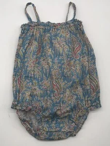 Bonpoint baby girl blue paisley print romper sz 6M - Picture 1 of 4