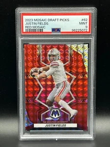 2023 Panini Mosaic Draft Picks #62 Justin Fields - RED MOSAIC /99 - PSA 9 - Picture 1 of 3